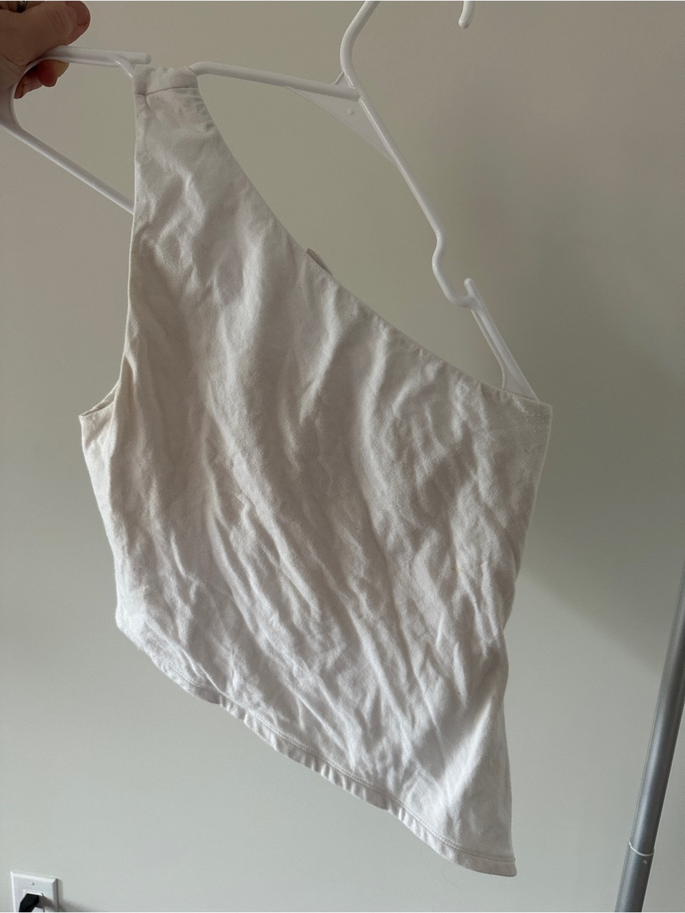 Garage One-Shoulder Asymmetrical White Top